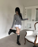 Siju see-through knit long-sleeved cardigan