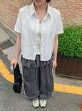 Megle Summer Track Color Matching Nylon Skirt Pants