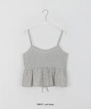 Mirui Ribbon Check Shirring Layered Sleeveless Bustier
