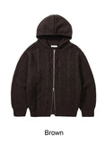 Lena Cable Hood Knit Zip-up