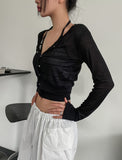 [U-BASIC] Summer snap button see-through cardigan