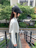 Bottle Biker Pocket Cropped Leather Jacket