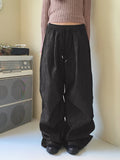 Furba Pintuck Shirred Raw Denim Two-Way Long Wide Jogger Pants