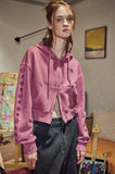 [2-WAY] Sleeve Star Pigment CROP Hood Zip-up