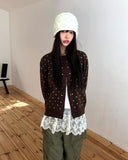 Le Sue Flower Pattern Knit Beanie