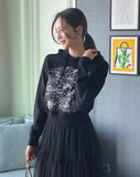 Lople Embroidered Hood Knit