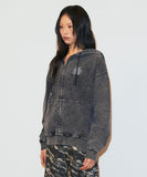WASHED SOLAR APPLIQUE ZIP UP HOODIE