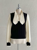 Duren Combination Knit Vest Tie Blouse