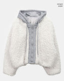 Sell Fluffy Fur Color Matching Quilted Hood Zip-Up Jumper