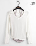 Ripple Halter Layered V-Neck Cropped Long Sleeve T-Shirt