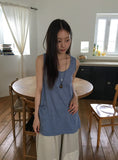 Fineb Button Pocket Layered Sleeveless One Piece