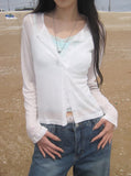 Lina See-through Feminine Fit Button Cardigan