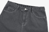 Half-bending semi-wide denim pants