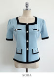 Eloa Square Color Matching Button Cardigan