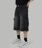 Black cargo denim trousers