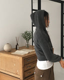 Ronky Two Way Cropped Hooded Knitwear Zip-Up