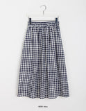 Dines banding check long skirt