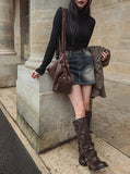 Lao washing denim mini skirt