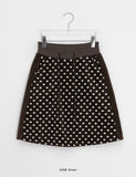 Bokyua brushed dot fleece banding midi skirt