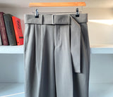 Two-Tuck Belted Wide Pants