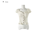 Shaon Punching Frill Lace Off Shoulder Blouse
