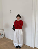 Lucyuni Color Round Knit Cardigan