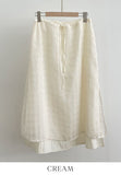 Digen Check Dot String Layered Long Skirt