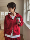 Ruby Damaged Sweat Hood Zip-Up