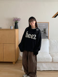 [unisex] Cots Lettering Round Over Knit