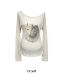 Pony Printing One Shoulder Long Sleeve