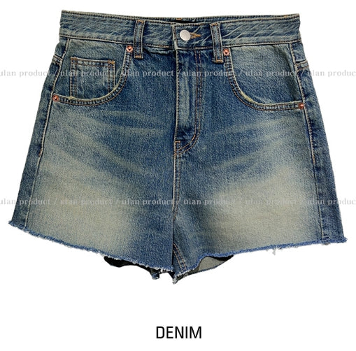 【U LAN】Bohemian Half-Length Denim Pants U LAN (ユーラン) - ボヘミアン4分丈デニムパンツ / Bohemian