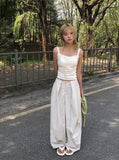 Right Pintuck Nylon Wide Banding Pants