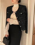Nemu Spangle Pearl Knit Jacket Cardigan