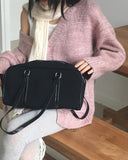 Popat Suede Leather Combi Shoulder Bag