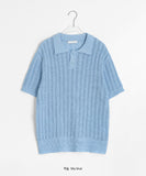 [unisex] Gopheo Linen Net Collar Short Sleeve Knit