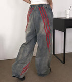 Biggie Hip Line Diagonal Track Denim Pants