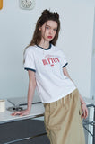 BUTTON CROP Ringer Tee