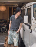 [LANARCH] Half Zip-Up Short Sleeve T-Shirt