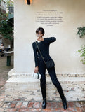Robe cashmere half-neck ribbed knit