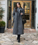 Levea Double High Neck Long Coat (Belt Set)