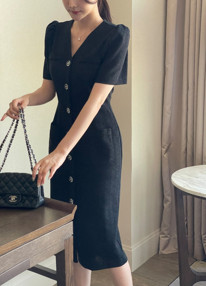 【I AM MARI】[PREMIUM] Lovely V-neck Lace Button One Piece I AM MARI (アイアムマリ) - [プレミアム]ラブリーVネックレース