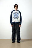 DOODLE HEART RAGLAN SWEAT ZIP UP HOODIE