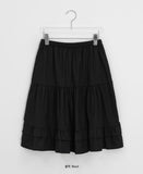 Potto Cotton Frill Tiered Banding Midi Skirt