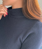 Reducey Button Ribbed Turtleneck Knit