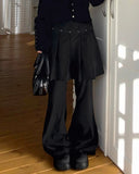 [Fake Layered] Luan Eyelet Layered Midi Skirt with Bootcut Pants