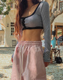 Button Stripe Mini Crop Long Sleeves