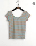 Rachyu  Vintage Stripe Slim Short Sleeve T-shirt