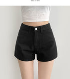 Slim-line fit A-line Fit Black Basic Cotton Shorts