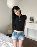 Migo Two-Button Vintage Denim Shorts