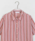 Yudi Color Stripe Collar Short Sleeve Shirt